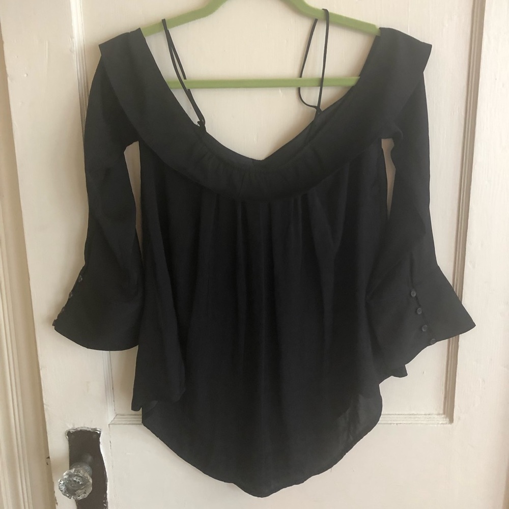 FREE PEOPLE off the shoulder black top XS